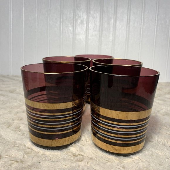 Vintage Bohemian Czech Glass Borske Sklo Amethyst Decanter & 5 Tumbler Glasses - Picture 4 of 15